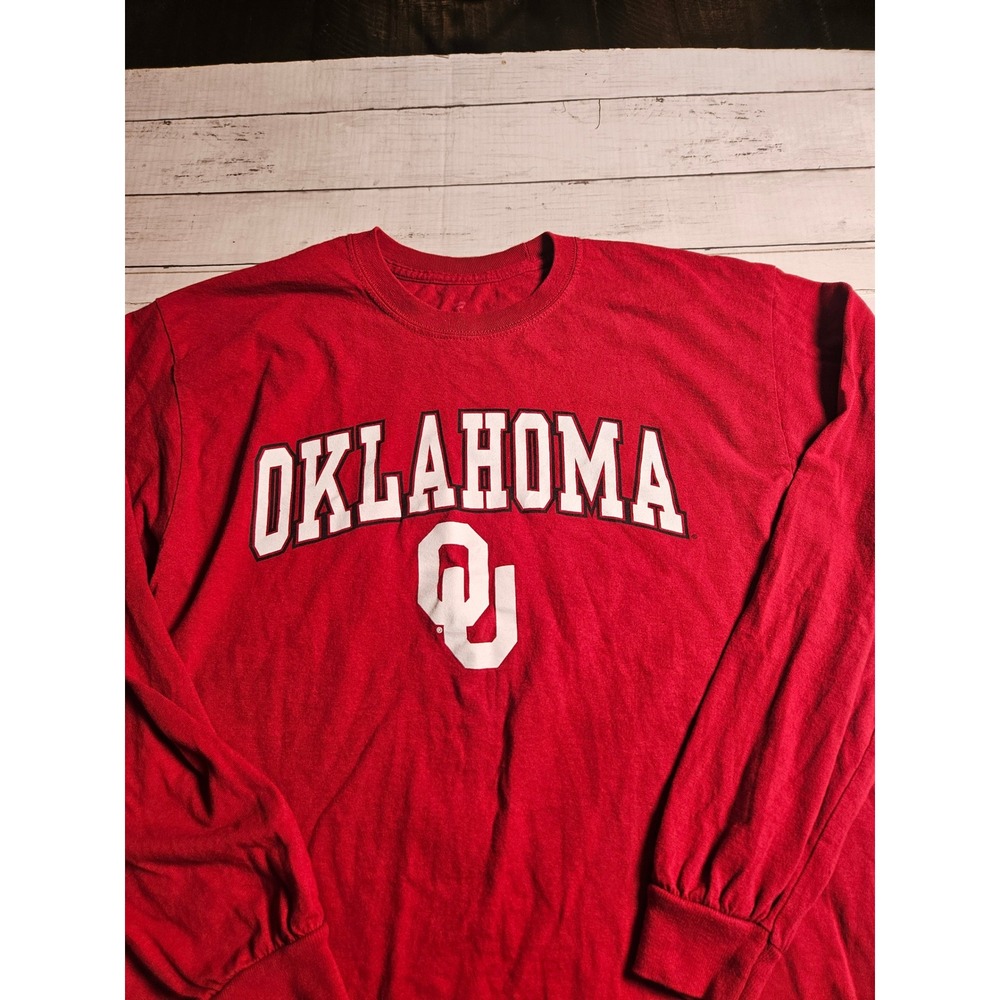 Fanatics Oklahoma Sooners Long Sleeve T-Shirt Mens Large Red‎ OU Graphic Tee